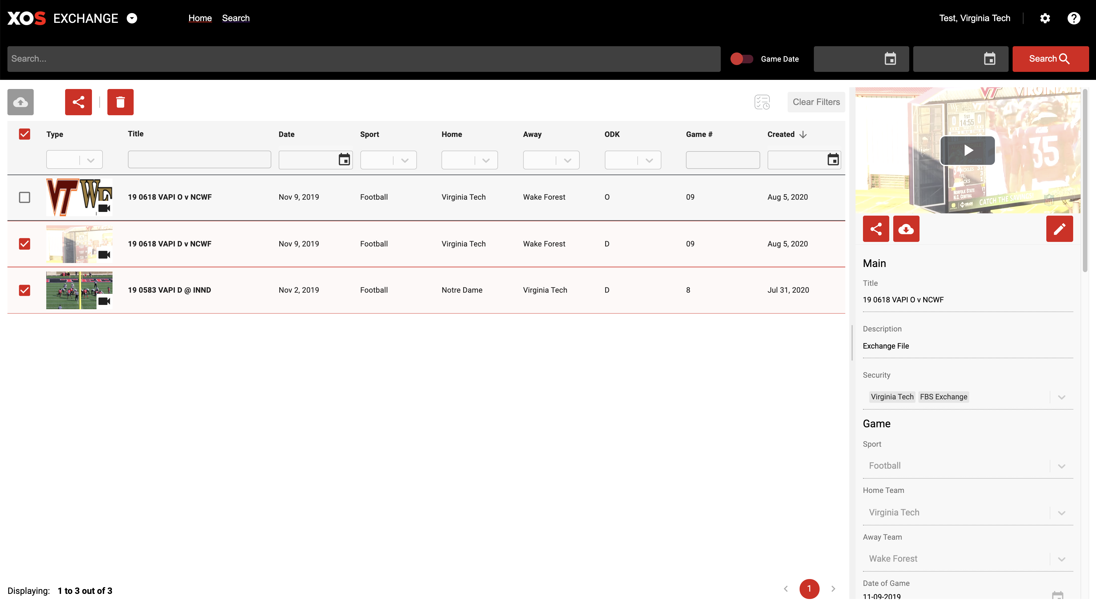 Search Screen – Catapult Thunder Support