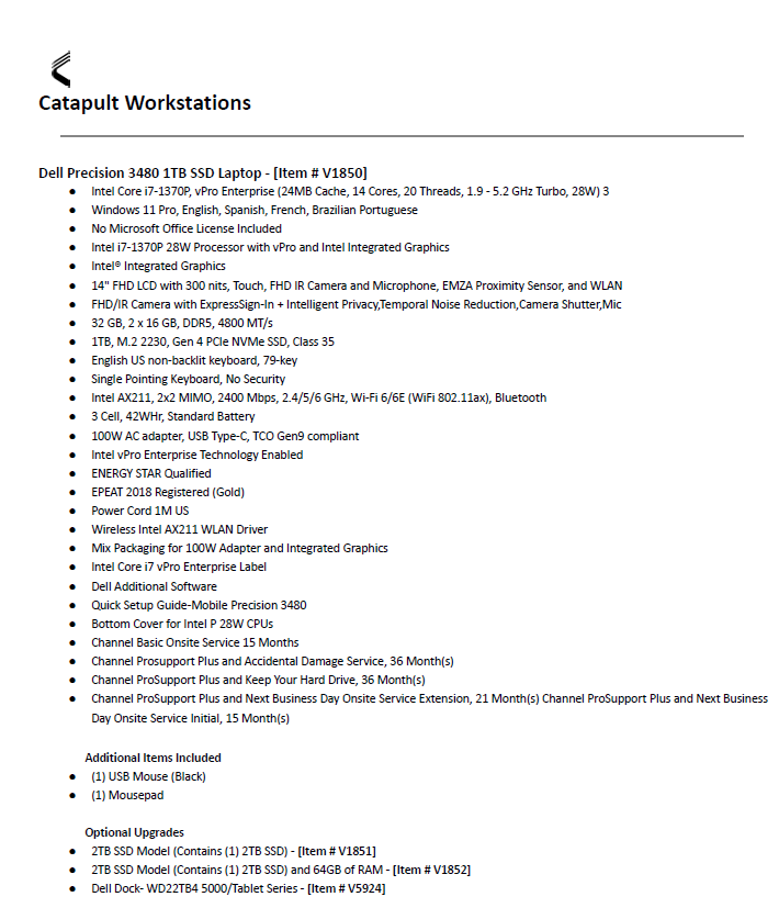 Qualified Hardware – Catapult Thunder Support