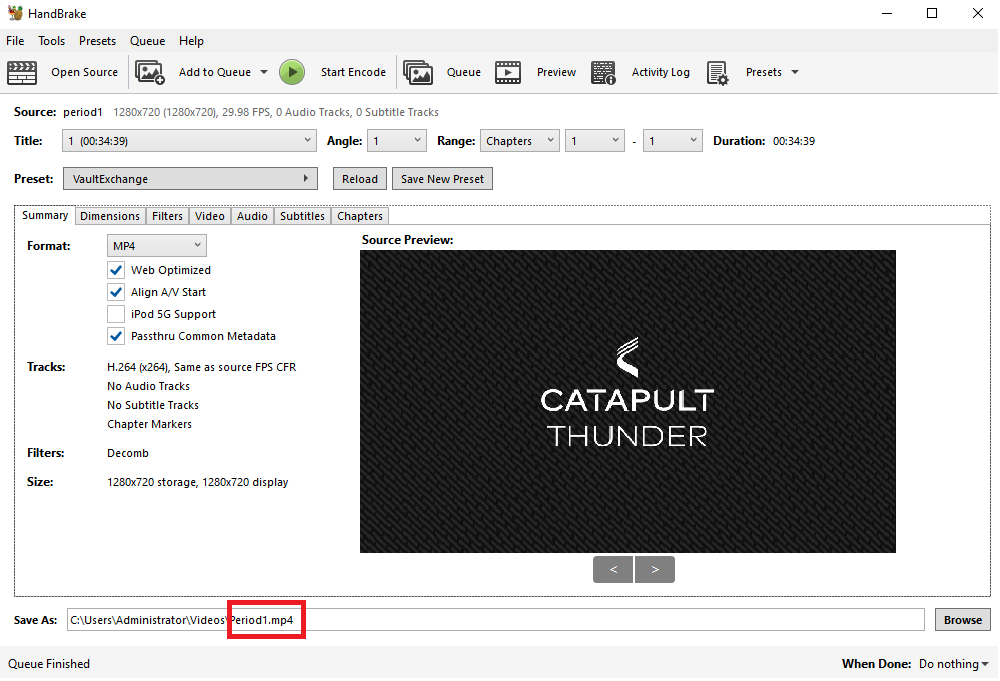 How To ReEncode Sportscode Video to Upload to Vault Exchange