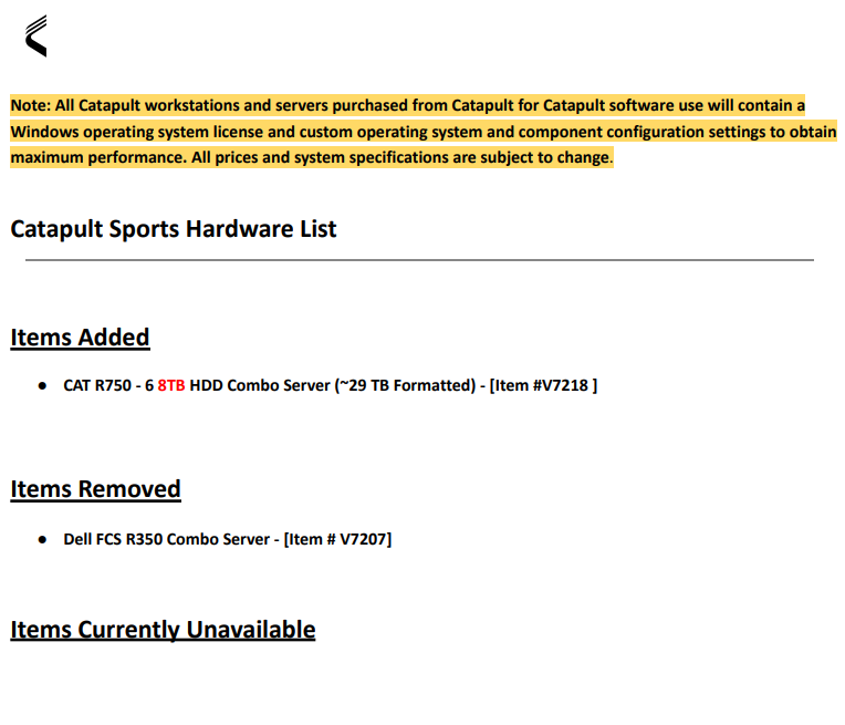 Qualified Hardware – Catapult Thunder Support